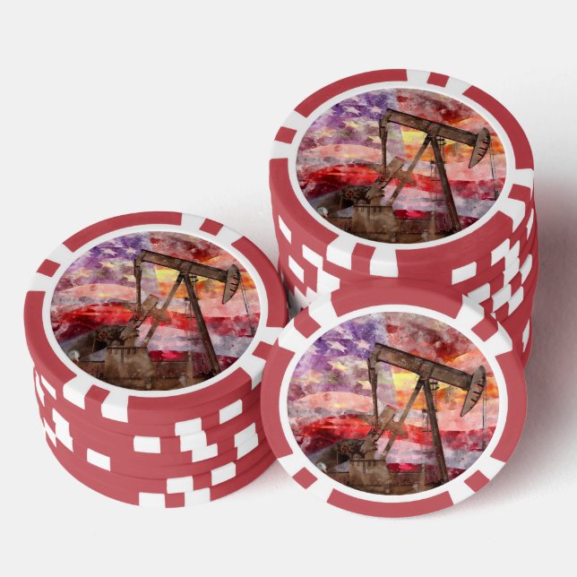 Lot De Jeton De Poker Aquarelle de silhouette de valet avec drapeau amér (Empiler)