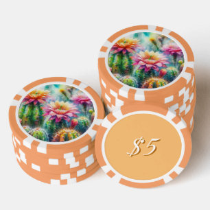 Lot De Jeton De Poker Aquarelle Flower Cactus Succulents