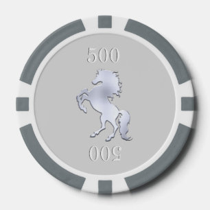 Lot De Jeton De Poker Argent du cheval majestueux