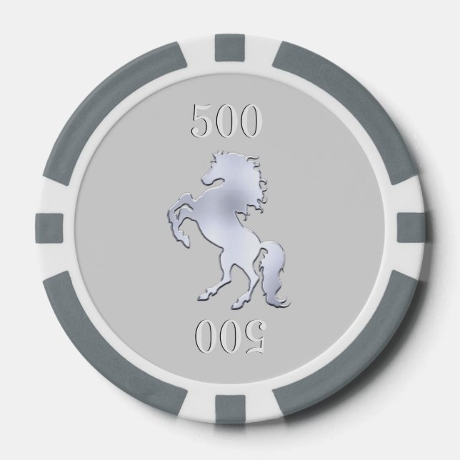 Lot De Jeton De Poker Argent du cheval majestueux (Recto)