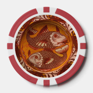 Lot De Jeton De Poker Arts et Artisanat de style William Morris Poisson 