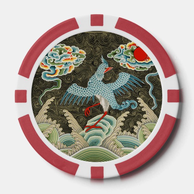 Lot De Jeton De Poker Auspicious Tide & Phoenix Rising Motif chinois (Recto)