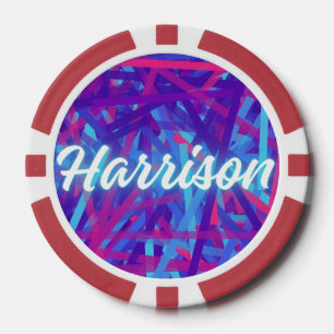 Lot De Jeton De Poker Autocollant Nom Personnalisé – Harrison – Étiquett