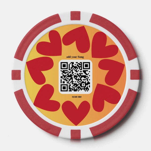 Lot De Jeton De Poker Avec une chanson personnalisée par code QR (Recto)