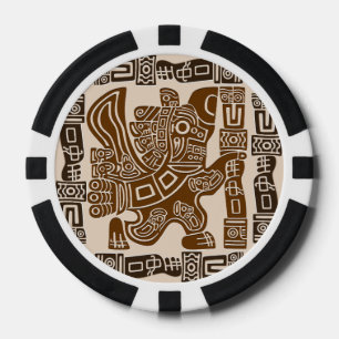 Lot De Jeton De Poker Aztec Eagle Guerrier Tribal Art antique