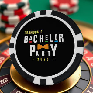 Lot De Jeton De Poker Bachelor Party de Bowtie coloré des années 90 noir