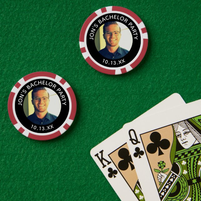 Lot De Jeton De Poker Bachelor Party Groom Photo Casino (Table de poker (double))