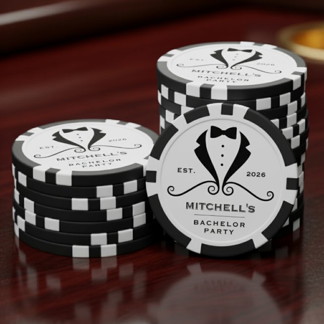 Lot De Jeton De Poker Bachelor Party Tuxedo Suit Bowtie White Wedding (Bachelor Party Tuxedo Suit Bowtie White Wedding Poker Chips
)