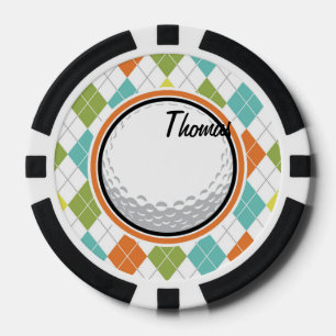 Lot De Jeton De Poker Bal de golf ; Motif de Jacquard coloré