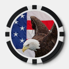 Lot De Jeton De Poker Bald Eagle avec le drapeau américain