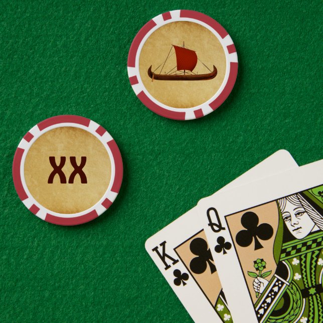 Lot De Jeton De Poker Bateau viking à voile rouge II (Table de poker (double))