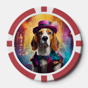 Lot De Jeton De Poker Beagle en costume vibrant