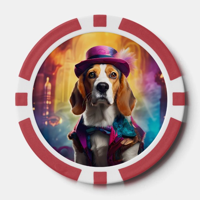 Lot De Jeton De Poker Beagle en costume vibrant (Recto)