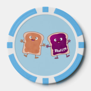 Lot De Jeton De Poker Beurre d'arachide mignonne et caricature sandwich