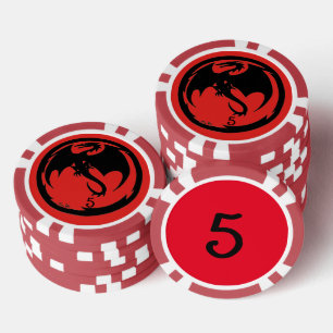 Lot De Jeton De Poker Black Dragon rouge 5 puce de poker rayé
