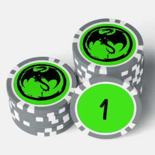 Lot De Jeton De Poker Black Dragon vert gris 1 puce de poker rayé