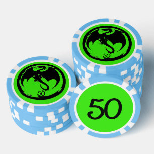 Lot De Jeton De Poker Black Dragon vert lt bleu 50 puce de poker rayé