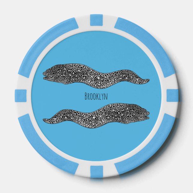Lot De Jeton De Poker Black spotted moray eel cartoon (Recto)
