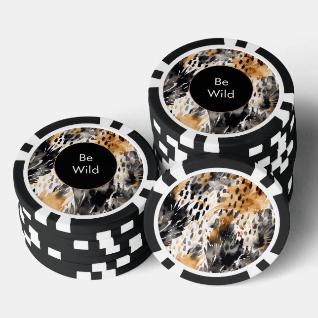 Lot De Jeton De Poker Blanc Noir Crème Léopard Animal   (Empiler)
