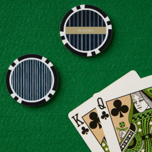 Lot De Jeton De Poker Bleu marine or double rayures