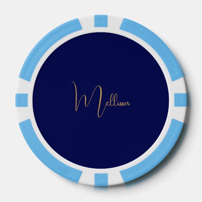 Lot De Jeton De Poker Blue minimalist custom name  (Recto)