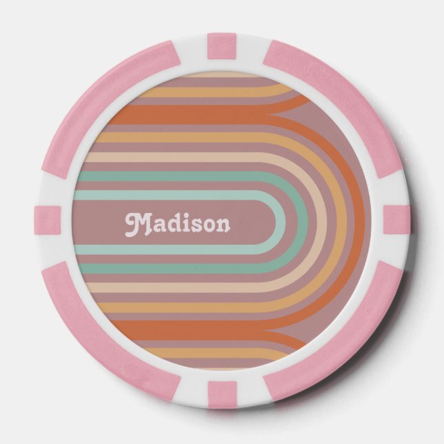 Lot De Jeton De Poker Boho Bohemian Pastel Rainbow Mauve Arrière - plan (Recto)