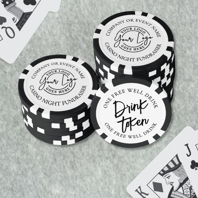 Lot De Jeton De Poker Boisson Mariage noir moderne (Modern Black White Wedding Drink Poker Chips)
