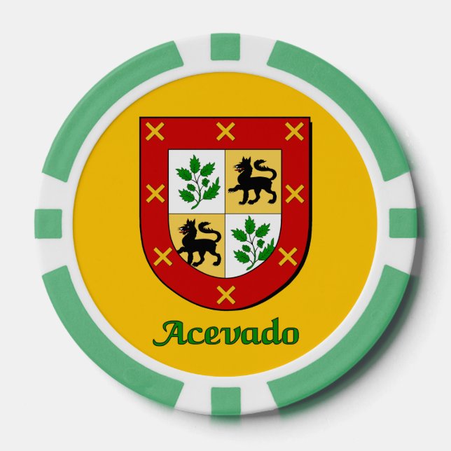 Lot De Jeton De Poker Bouclier de la famille Acevado (Recto)
