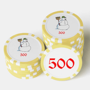 Lot De Jeton De Poker Broom Snowman jaune 500 puce de poker rayé