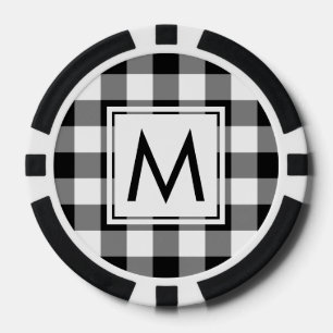 Lot De Jeton De Poker Buffle noir et blanc lisse plaqué avec Monogramme