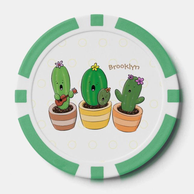 Lot De Jeton De Poker Cactus trio chantante mignonne dessin animé (Recto)