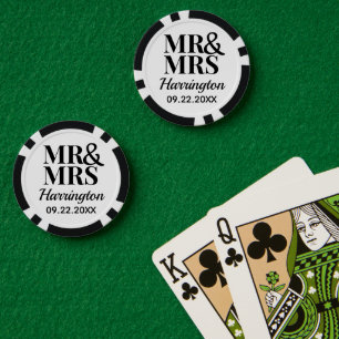 Lot De Jeton De Poker Cadeau de Mariage Original M & Mme Nom Élégant et