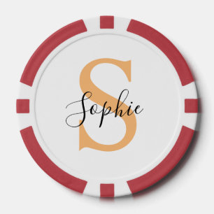 Lot De Jeton De Poker Cadeau personnalisé avec un nom écriture élégante