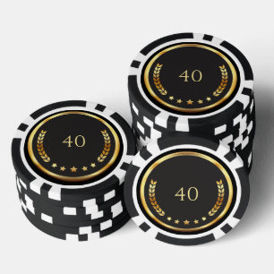 Lot De Jeton De Poker Cadeaux de fête de casino noir et or pour 40e anni