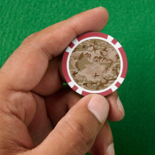 Lot De Jeton De Poker Camouflage Désert Avec Galets, Militaire, Armée