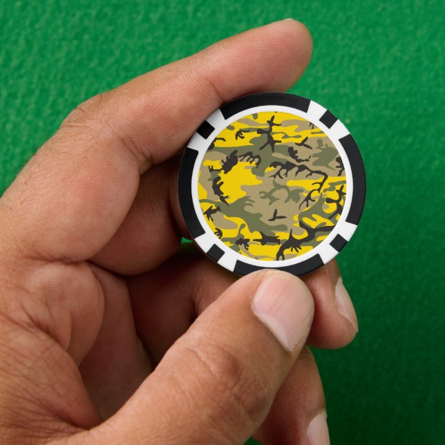 Lot De Jeton De Poker Camouflage jaune et vert, Militaire, Armée (main)