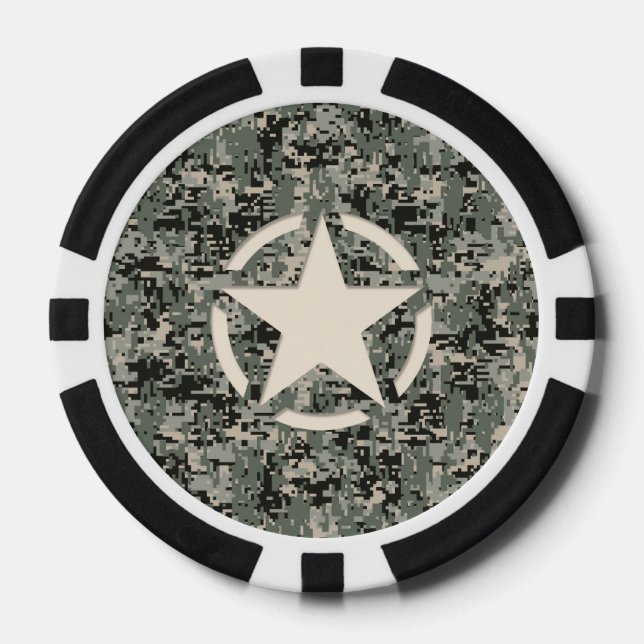 Lot De Jeton De Poker Camouflage numérique du symbole étoile (Recto)