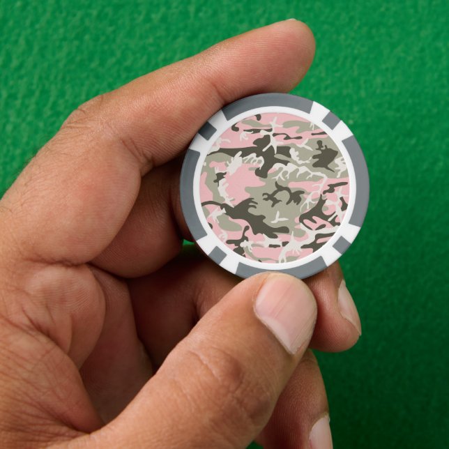 Lot De Jeton De Poker Camouflage rose et vert, Militaire, Armée (main)