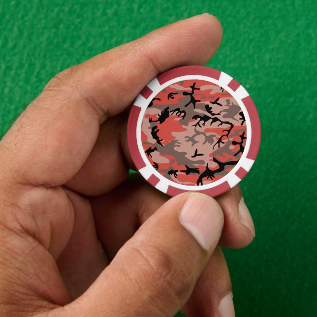 Lot De Jeton De Poker Camouflage rouge et Brown, Armée (main)