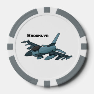 Lot De Jeton De Poker Caricature d'avion de chasse militaire