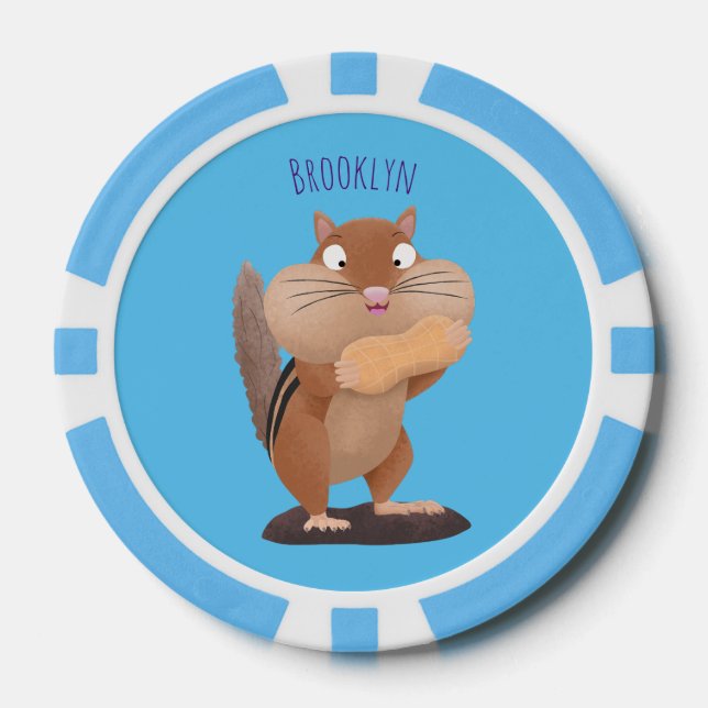 Lot De Jeton De Poker Caricature de chipmunk à grosses joues mignonnes (Recto)