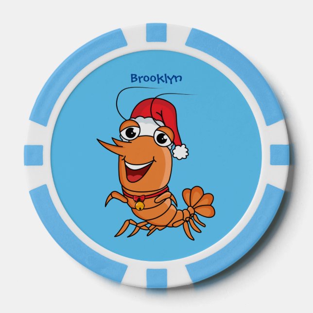 Lot De Jeton De Poker Caricature de crevettes de Noël joyeux (Recto)