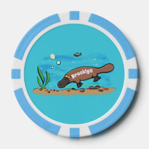 Lot De Jeton De Poker Caricature de natation de Cute platypus
