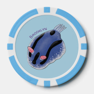 Lot De Jeton De Poker Caricature de nudibranche bleu mignon
