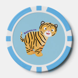 Lot De Jeton De Poker Caricature de petit tigre joyeux