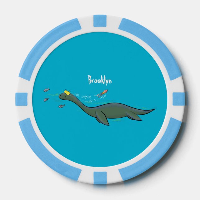 Lot De Jeton De Poker Caricature de plesiosaure, monstre marin mignon et (Recto)