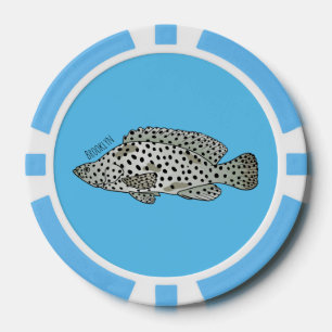 Lot De Jeton De Poker Caricature de poissons de mérou à bosse