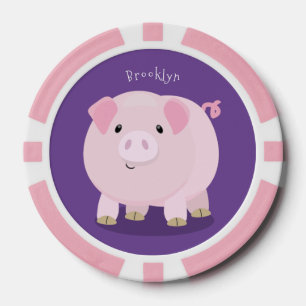Lot De Jeton De Poker Caricature de porc mignon rose pot vendue