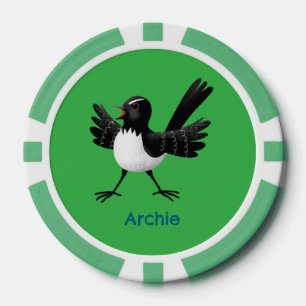 Lot De Jeton De Poker Caricature de Willie Wagtail australienne personna