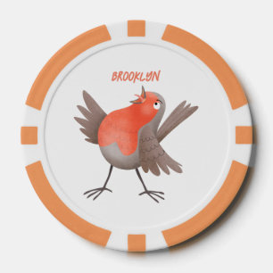 Lot De Jeton De Poker Caricature d'oiseau rouge chantant mignon